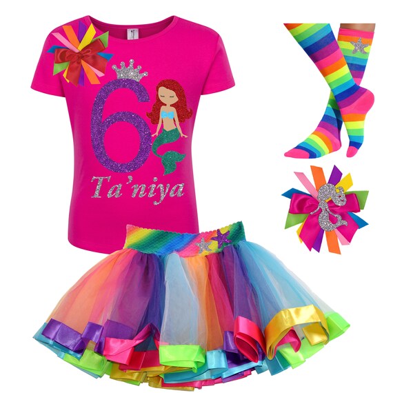 Mermaid Birthday Shirt Girl 6 Year Old Birthday Girl Shirt, Little Mermaid Tail, Six Birthday T-Shirt, Personalized Name Custom Shirt 6th Il_570xn