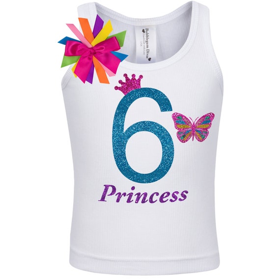 Butterfly Shirt Birthday Girl 6 Year Old 6th Birthday Shirt Sixth Birthday TShirt Six Birthday T-Shirt Personalized Name Custom Shirt But6 Il_570xn