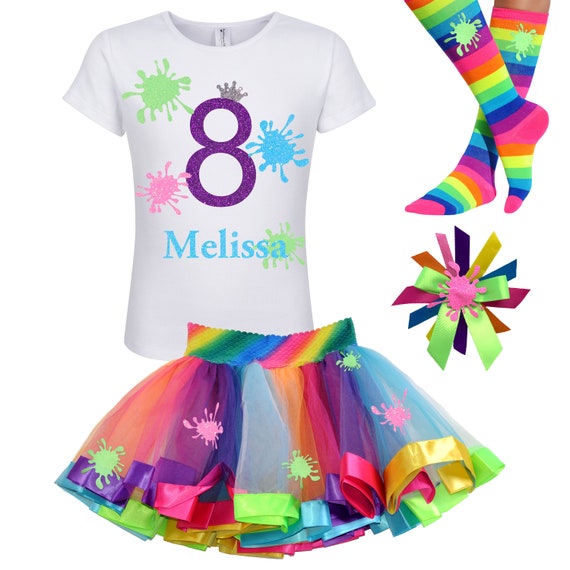Slime Party Birthday Girl Shirt 8th Birthday Outfit Glow Slime Birthday Party Rainbow Slime Queen Tulle Tutu Personalized Gift SLM Il_570xn