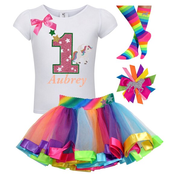 Unicorn Birthday Baby Girls 1st Birthday Rainbow Tutu First Birthday Set Unicorn Dress Cake Smash Outfit Personalized Gift | Bubblegum Divas Il_570xn
