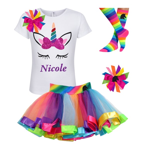 Rainbow Unicorn Birthday Outfit Fairytale Magical Sparkle Glitter