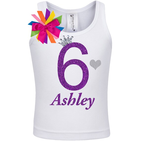 Bubblegum Divas Big Girls 8th Birthday Princess Crown Heart Tank Top Shirt
