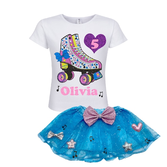 Roller Skate Party Birthday Girl Shirt Music Theme Rock Star Glow