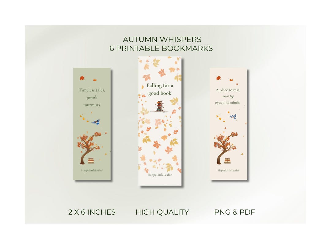 Printable Autumn Bookmarks Set of 6 | Cozy Fall Reading | Instant ...