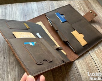 Leather MacBook Pro 14 Sleeve Personalized Case: Portfolio Air Cover for 13-15 inch Laptops