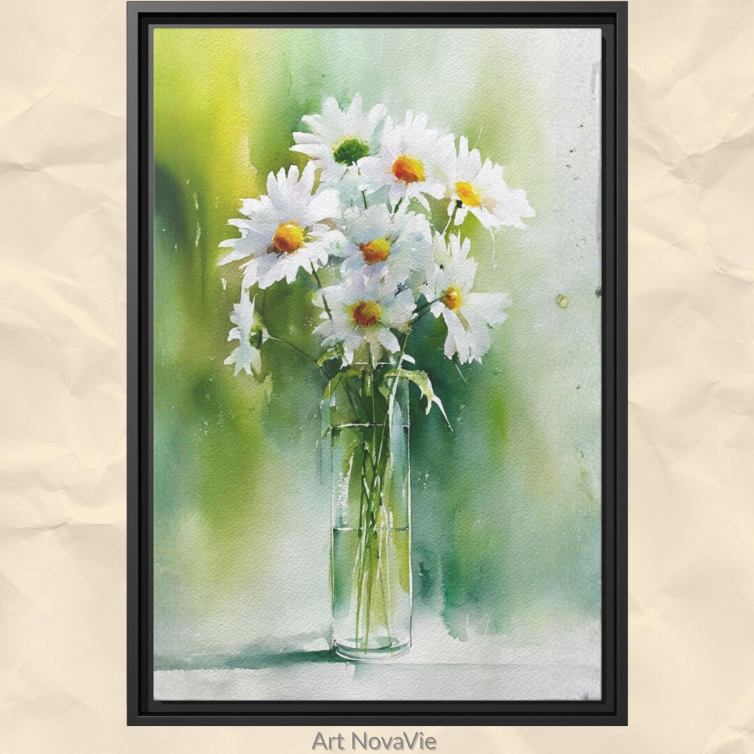 Daisy April Birth Flower Watercolor Wall Art Nouveau Floral Spring ...