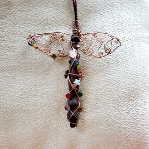 hybrid of a dragonfly and angel talisman ornament. One of a kind