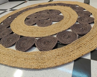 Handmade Braided Jute Runner Rug | Scalloped Boho Farmhouse Hallway Entryway Kitchen Custom Size