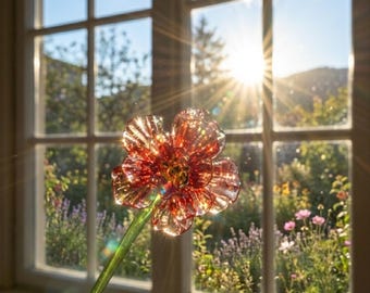 Glass Birth Month Flower, Hand Blown Glass Flower, Glass Flower Bouquet, Mother's Day Gift, Gift for Her, Mini Glass Flower, Birth Flower