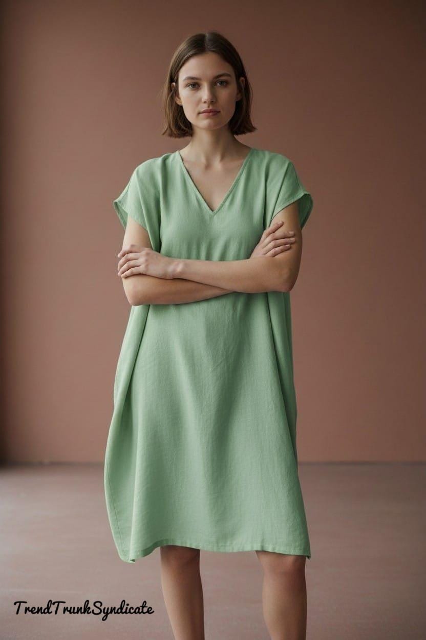 Knee Length Sage Green Dress - Etsy