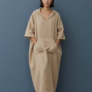 Linen Dress With Hoodie Women - Etsy