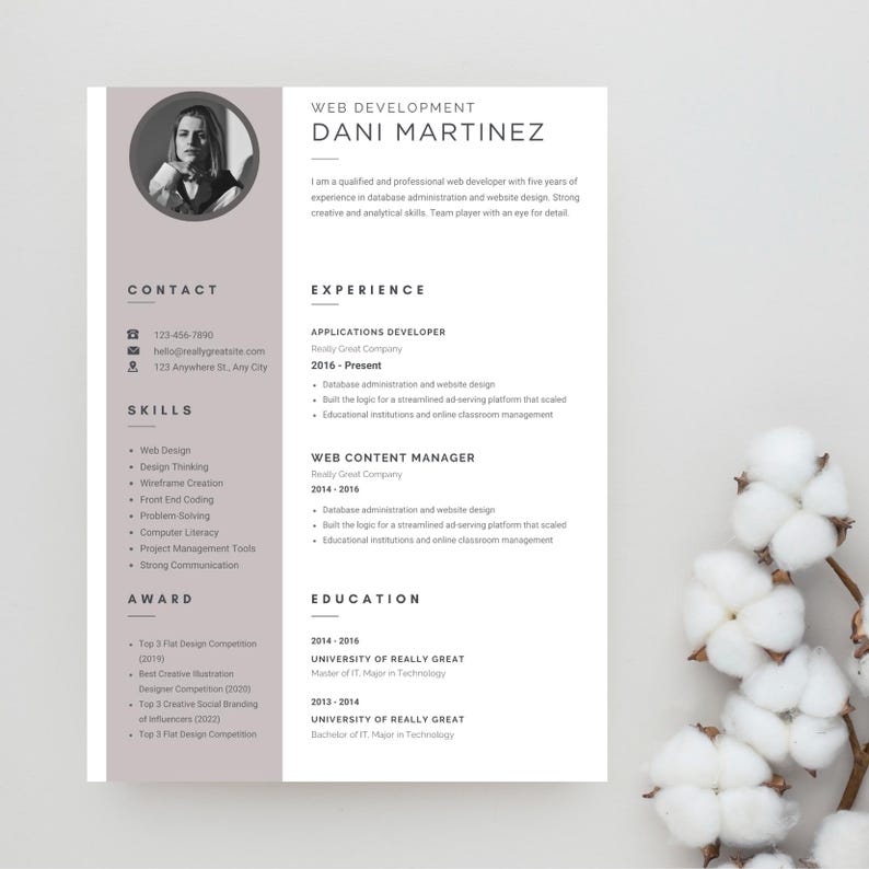 Modern Editable Resume Template for Canva – Minimal Professional CV ...