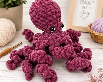Easy No Sew Octopus Crochet Pattern, Cute Octopus Plushie, Amigurumi Plush Octopus Pattern, Easy Beginner Friendly, Cute DIY Crochet Toy