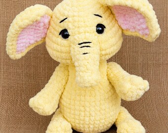 Easy Crochet Sitting Elephant Pattern, Safari Amigurumi  Stuffed Animal PDF, Cute Animal Toy, Patron Crochet Elephant, New Baby Gift