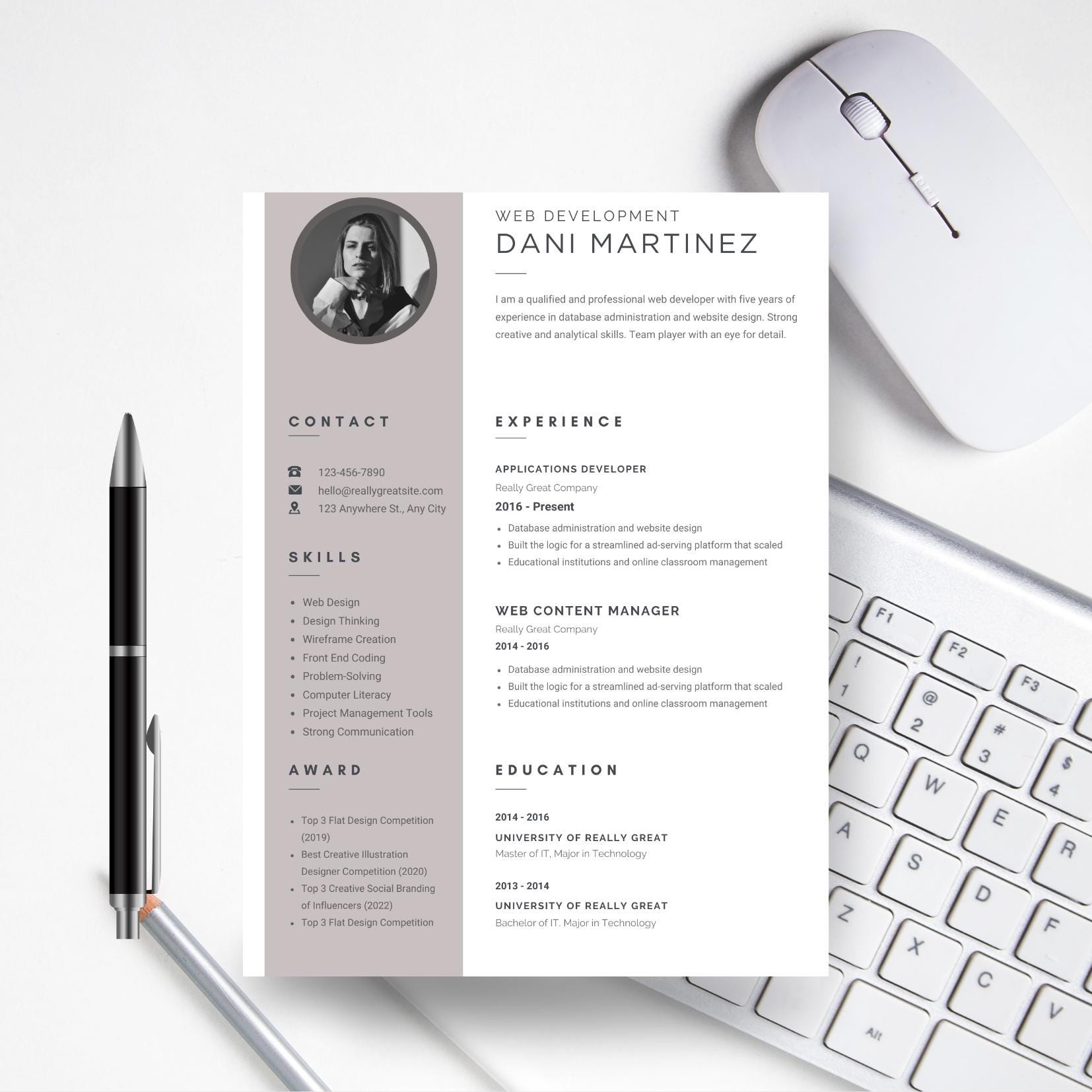 Modern Editable Resume Template for Canva – Minimal Professional CV ...