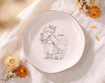 Personalized Name The Little Prince Jewelry Dish,Fairy Tale Ring Dish,Jewelry Storage Tray,Ceramic Dish,Bedroom Decoration,Gifts for Her
