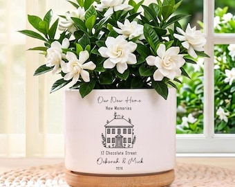 Personalized Name New Home Plant Pot,Custom Address Flower Pot,Mini Plant Pot,Housewarming Gift,Succulent Pot,Moving In Gift for Couple
