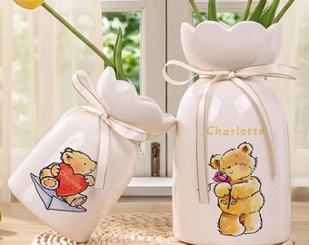 Vintage Tienshan Stoneware Country Theodore Teddy Bear Canister