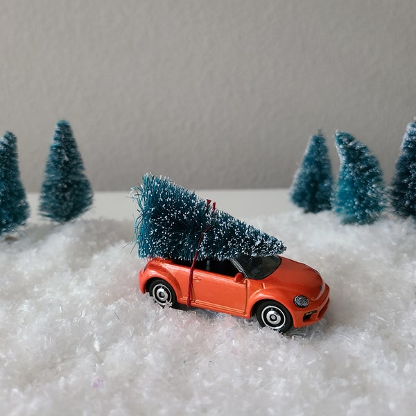 Collectible Matchbox 2019 VW Beetle Bottlebrush Tree Christmas Ornament