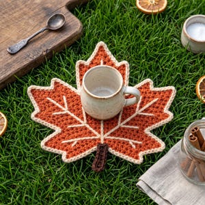 Sugar Maple Leaf Crochet Coaster Pattern | Autumn Trivet PDF Download