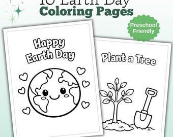 Kleurplaten Earth Day voor kinderen | Peuteractiviteit, 10 ontwerpen (afdrukbare pdf)