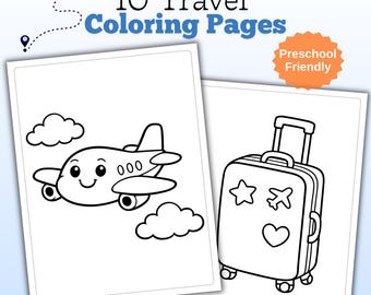 Kleurplaten vliegtuig reizen | Flight Activity voor kinderen, 10 luchthaven- en vliegtuigontwerpen (afdrukbare pdf-download)
