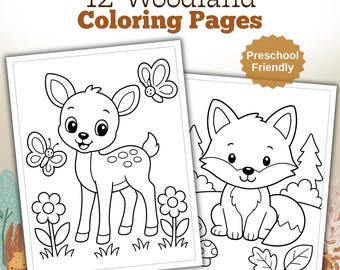 Woodland Animal Coloring Pages for Kids | Forest Creatures, 12 Designs (Printable PDF)