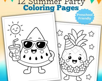 Obst Sommer Party Malvorlagen | Kids 12 Designs (druckbare PDF)