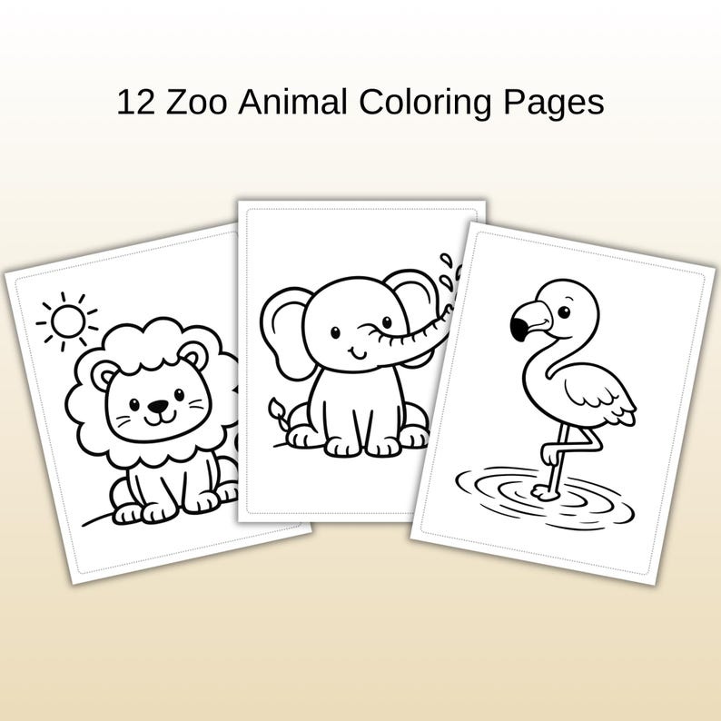 Zoo Animal Coloring Pages | Kids Activity, 12 Designs (printable PDF ...