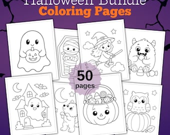 Halloween Coloring Pages Bundle | 50 Toddler Friendly Coloring Sheets (Printable PDF)