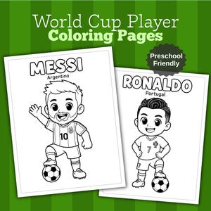 World Cup Soccer Player Coloring Pages | Cartoon Football Stars, Toddler Activity (Printable PDF)