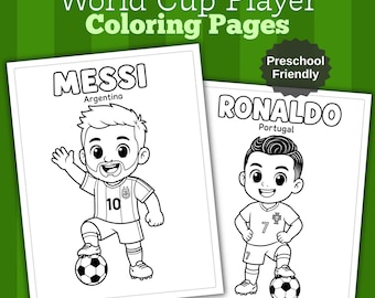 World Cup Soccer Player Coloring Pages | Cartoon Football Stars, Toddler Activity (Printable PDF)
