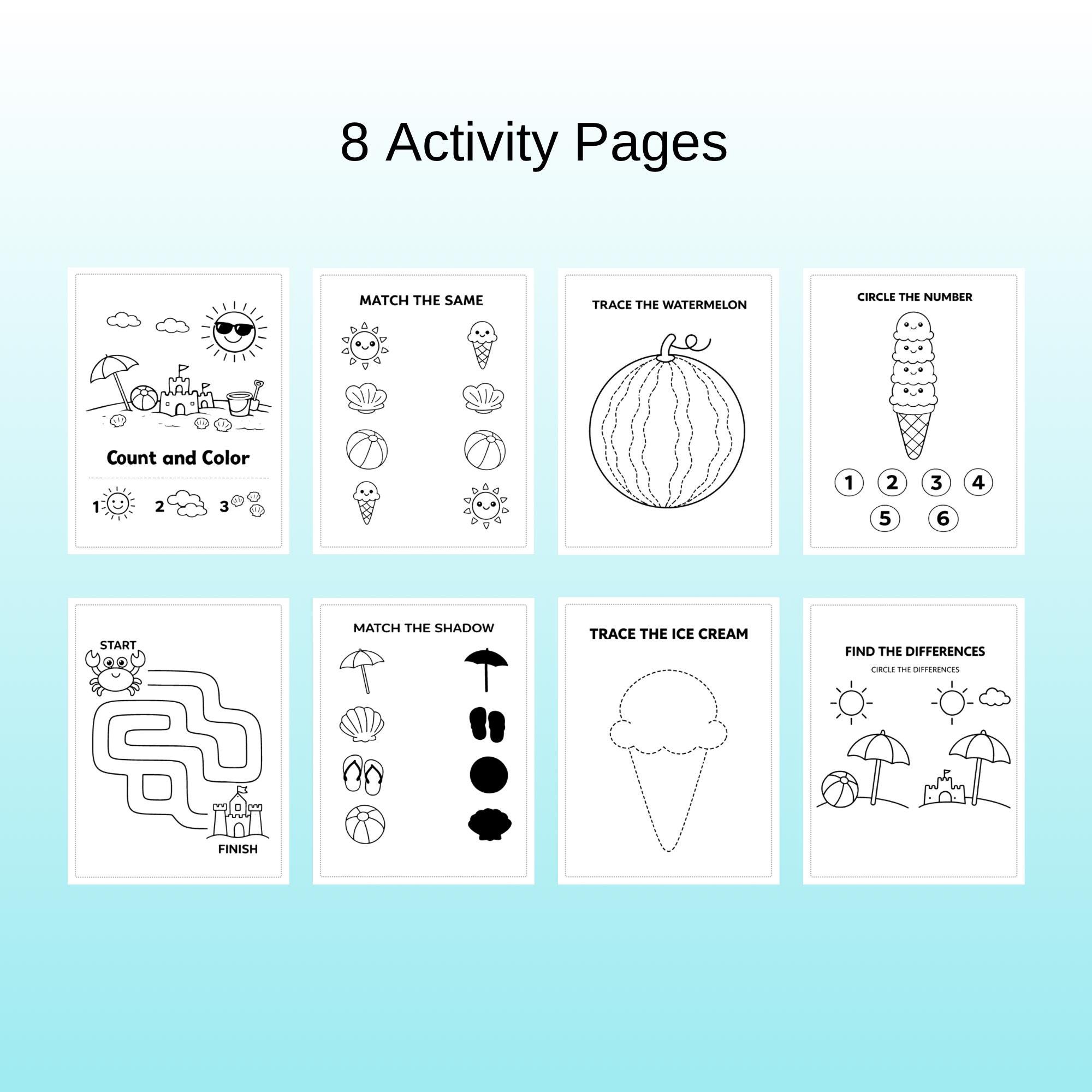 Summer Activity Bundle for Toddlers | Preschool Worksheets, Game ...