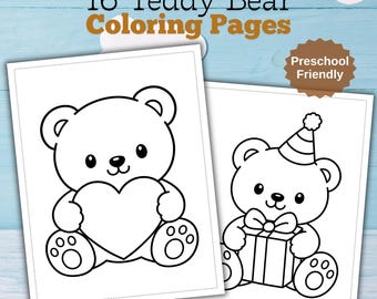 Teddy Bear Coloring Pages for Kids | Toddler Coloring Book, Preschool Activity (Printable PDF)