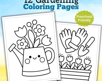 Kleurplaten tuinieren | Voorschoolse peuteractiviteit, 12 tuinontwerpen (afdrukbare pdf)