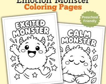 Emotion Monster Coloring Pages | Toddler Feelings Activity, Preschool Social Emotional Learning (Printable PDF)