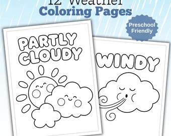 Kleurplaten Weer | Peuteractiviteit, 12 ontwerpen (afdrukbare pdf)