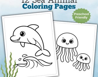 Kleurplaten oceaandieren | Peuteractiviteit, 12 ontwerpen (afdrukbare pdf)