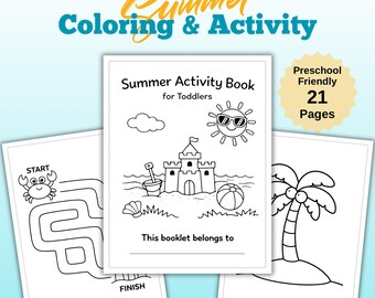 Zomeractiviteitenbundel voor peuters | Werkbladen, spel- en kleurplaten voor kleuters (afdrukbare pdf-download)