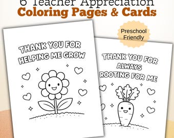Kleurplaten en kaarten voor Teacher Appreciation | Voorschoolse peuteractiviteit (afdrukbare pdf)