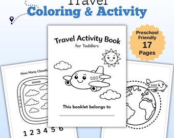 Reisactiviteitenboek peutervliegtuig | Kleuren, spellen, wedstrijden (afdrukbare pdf-download)