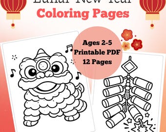 Nieuwe maanjaar kleurplaten | Peuteractiviteit, 12 ontwerpen (pdf direct download)