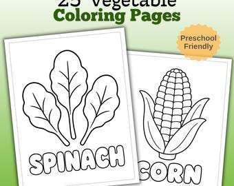 Vegetable Coloring Pages | Preschool Toddler Activity, 25 Vegetable Learning Designs (Printable PDF)