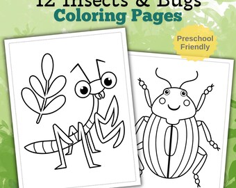 Kleurplaten insecten en insecten | Kinderactiviteit, 12 ontwerpen (afdrukbare pdf)