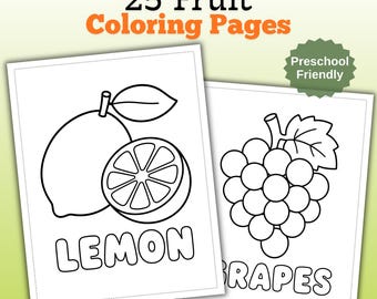 Fruit Coloring Pages | Preschool Toddler Activity, 25 Fruit Learning Designs (Printable PDF)