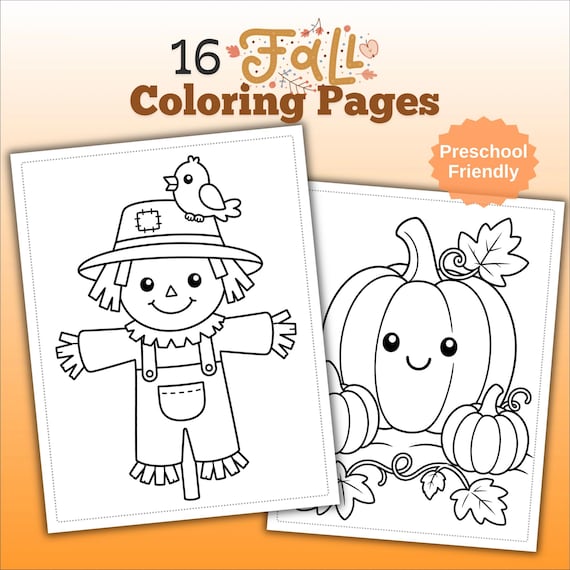 Fall Coloring Pages for Toddlers | 16 Printable Autumn Coloring Sheets, Preschool Activity (PDF Download)