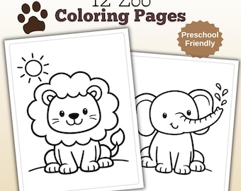 Zootiere Malvorlagen | Kids 12 Designs (druckbare PDF)