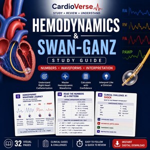 Guide d'étude sur le cathétérisme cardiaque droit et l'hémodynamique | Formes d'onde de Swan-Ganz et de soins intensifs