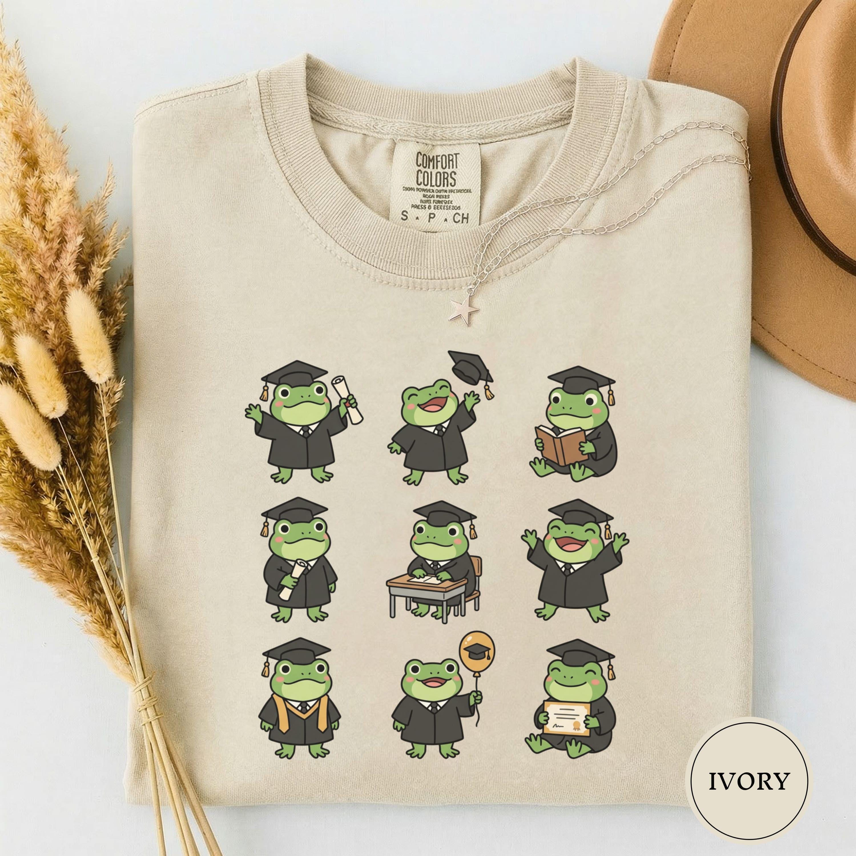 Frogs in Graduation Gowns Shirt, Funny Frog Grad Tee, Cute Frog ...