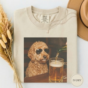 Funny Goldendoodle Drinking Beer Shirt, Animal Meme Tee, Dog Lover Gift, Funny Doodle Shirt, Beer Lover Tee, Cute Dog Mom Gift